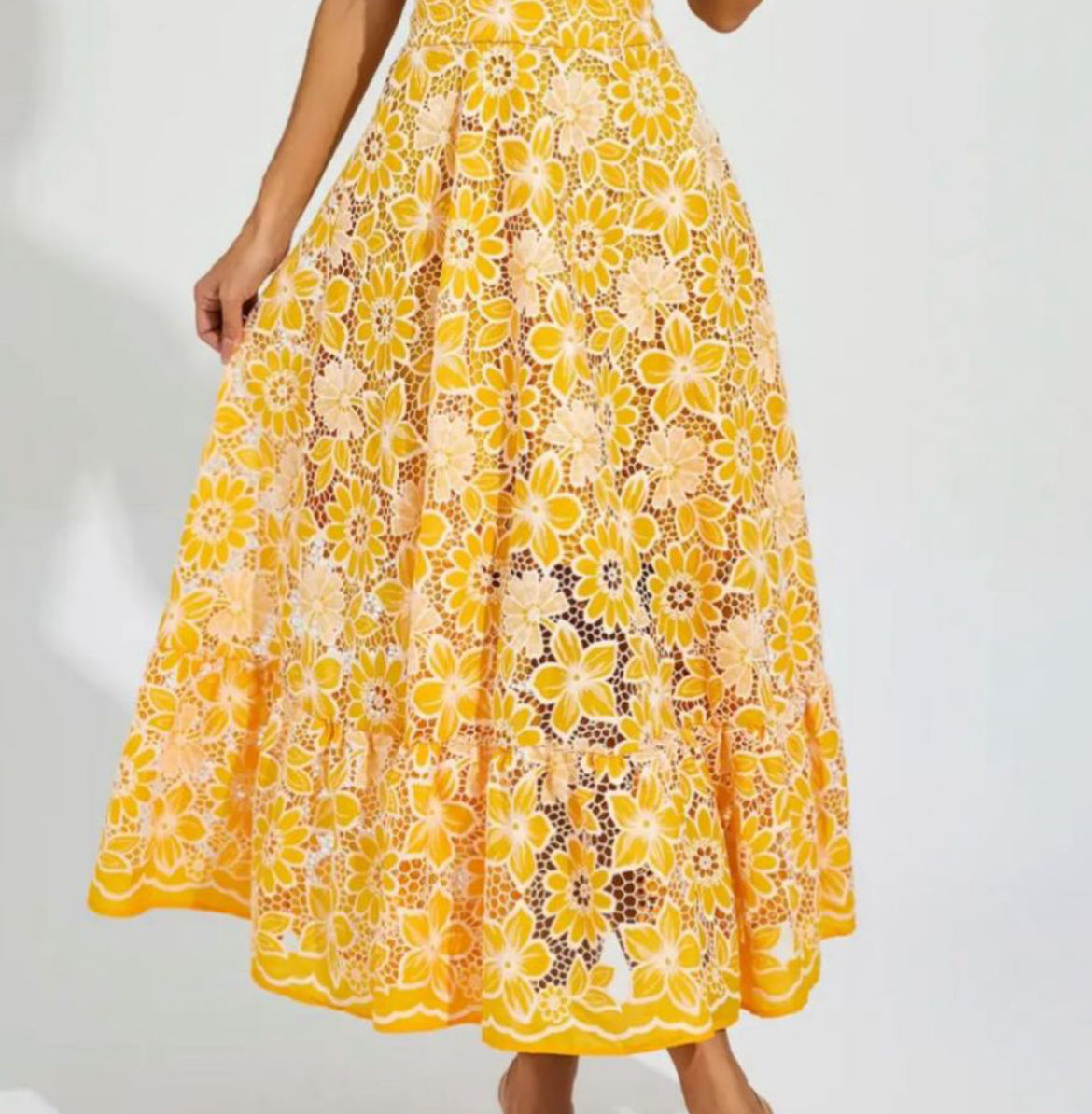Jupe Rania Brodée – Jaune Soleil