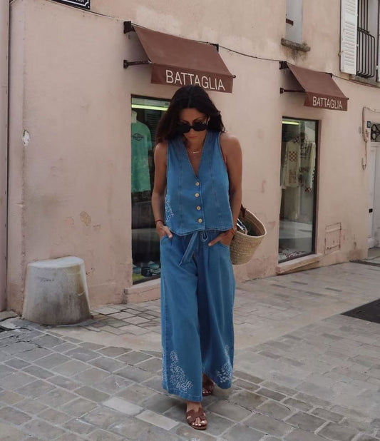 Ensemble Denim Nina  – Broderie Bohème Chic